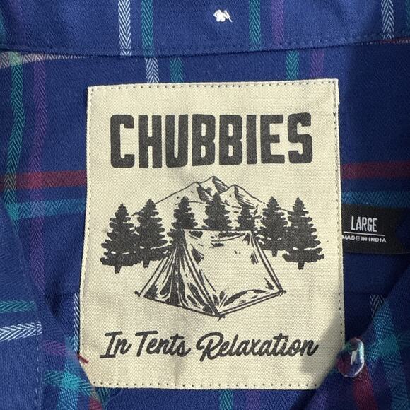 Chubbies In Tents Relaxation Flannel Plaid Long Sleeve Button Up Men's Large - Picture 4 of 9